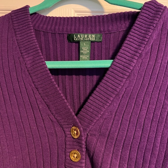 Lauren Ralph Lauren purple c-neck sweater. Size Large. - Picture 2 of 5